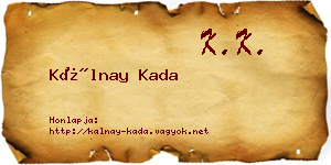 Kálnay Kada névjegykártya